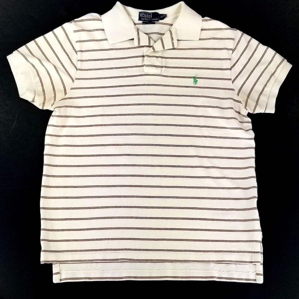 Polo Ralph Lauren Tan Striped Polo Shirt Sz Large
